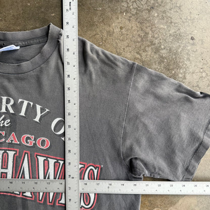 Vintage 90s Faded BlackHawks Tee - M