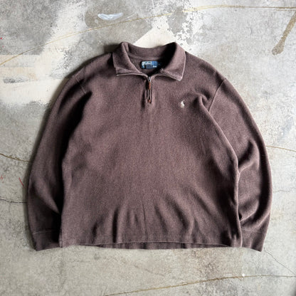 Vintage 90s Brown Polo Ralph Lauren Quarter Zip - XL