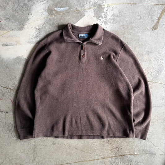 Vintage 90s Brown Polo Ralph Lauren Quarter Zip - XL