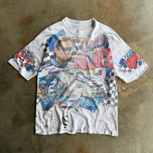 Vintage Faded & Distressed NASCAR AOP Tshirt - L