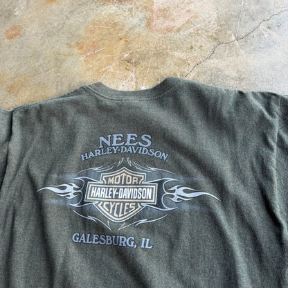 Vintage Green Harley Davidson Tshirt - L