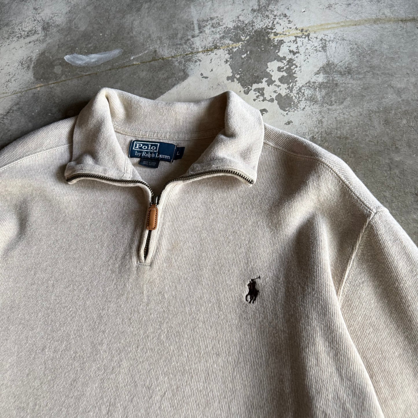 Vintage 90s Creme Polo Ralph Lauren Quarter Zip - L
