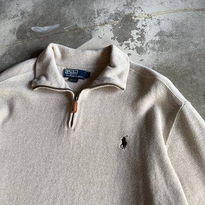 Vintage 90s Creme Polo Ralph Lauren Quarter Zip - L