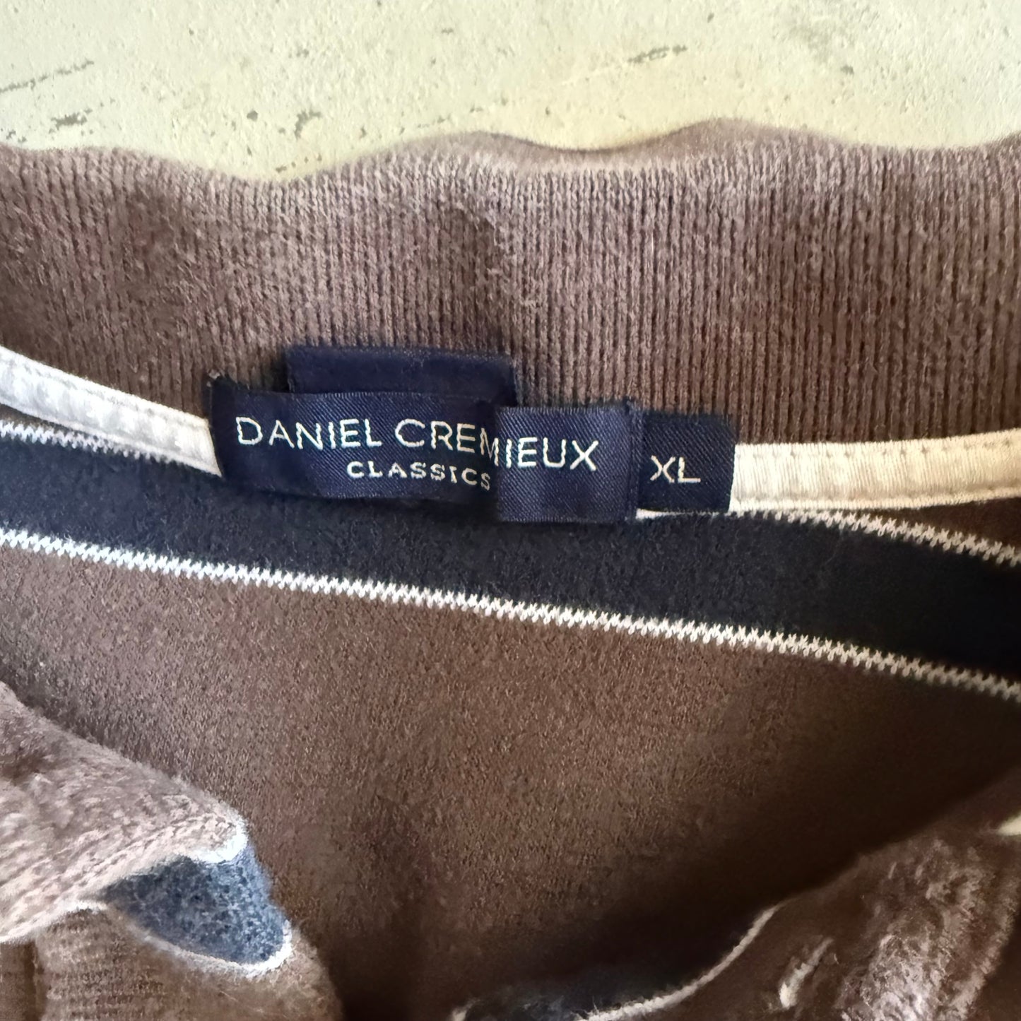 Vintage 00s Brown Striped Polo - XL