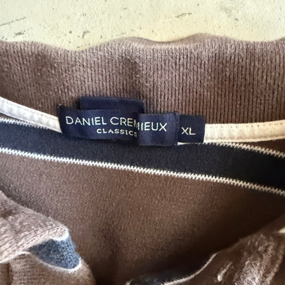 Vintage 00s Brown Striped Polo - XL