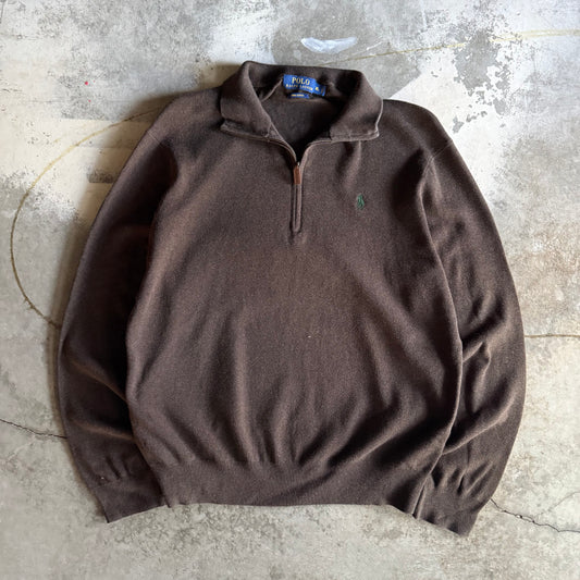Vintage 00s Brown Polo Ralph Lauren Quarter Zip - XL