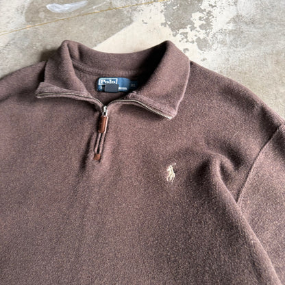 Vintage 90s Brown Polo Ralph Lauren Quarter Zip - XL