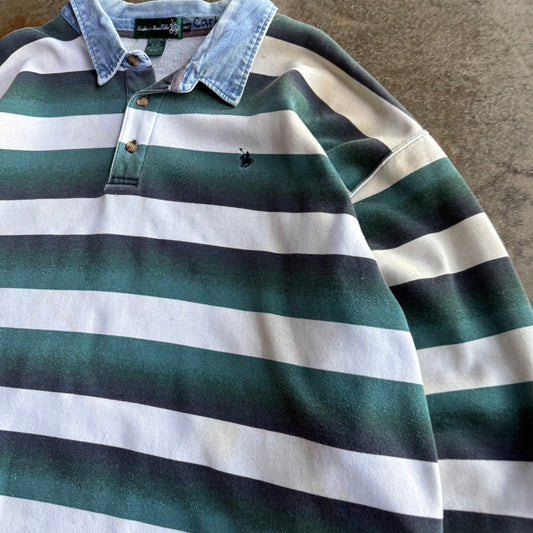 Vintage Striped Crewneck Rugby Polo - XXXL
