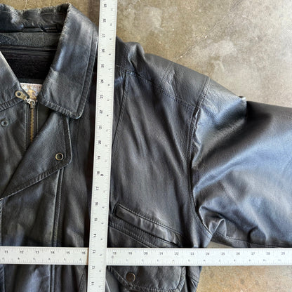 Vintage 00s Black Leather Jacket - XL
