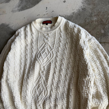 Vintage 90s Grandpa Cable Knot Sweater - M