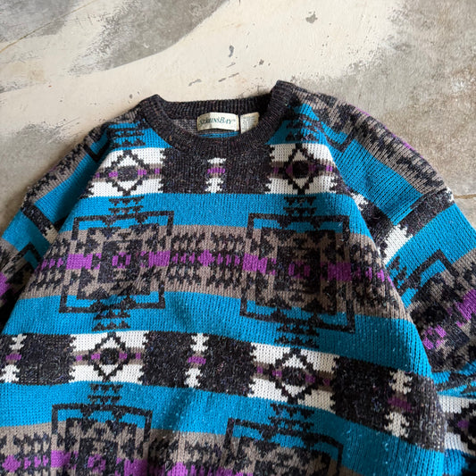 Vintage 90s Fall Grandma Sweater - L