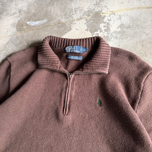 Vintage 90s Brown Polo Ralph Lauren Quarter Zip - L