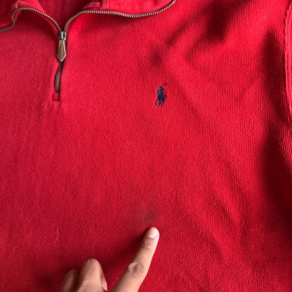 Vintage 90s Red Polo Ralph Lauren Quarter Zip - XL
