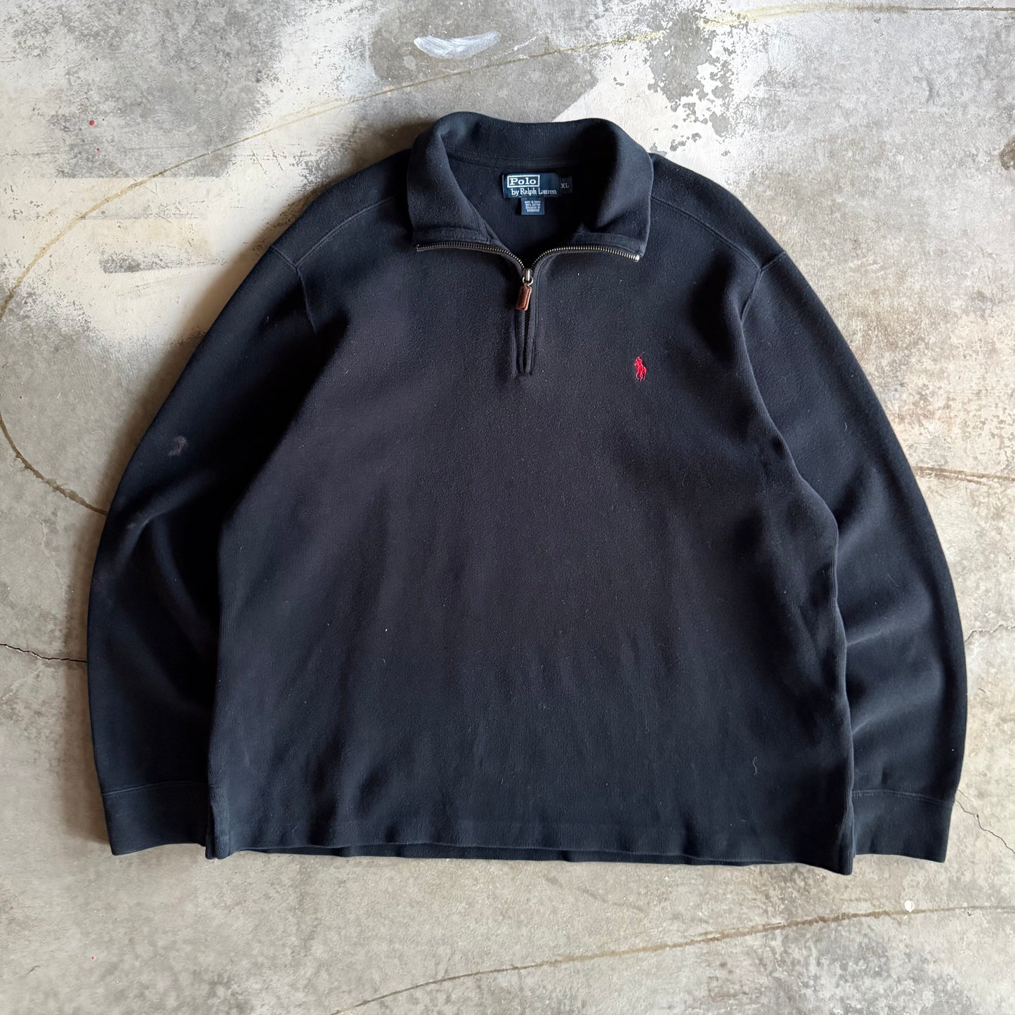 Vintage 90s Black Polo Ralph Lauren Quarter Zip - XL