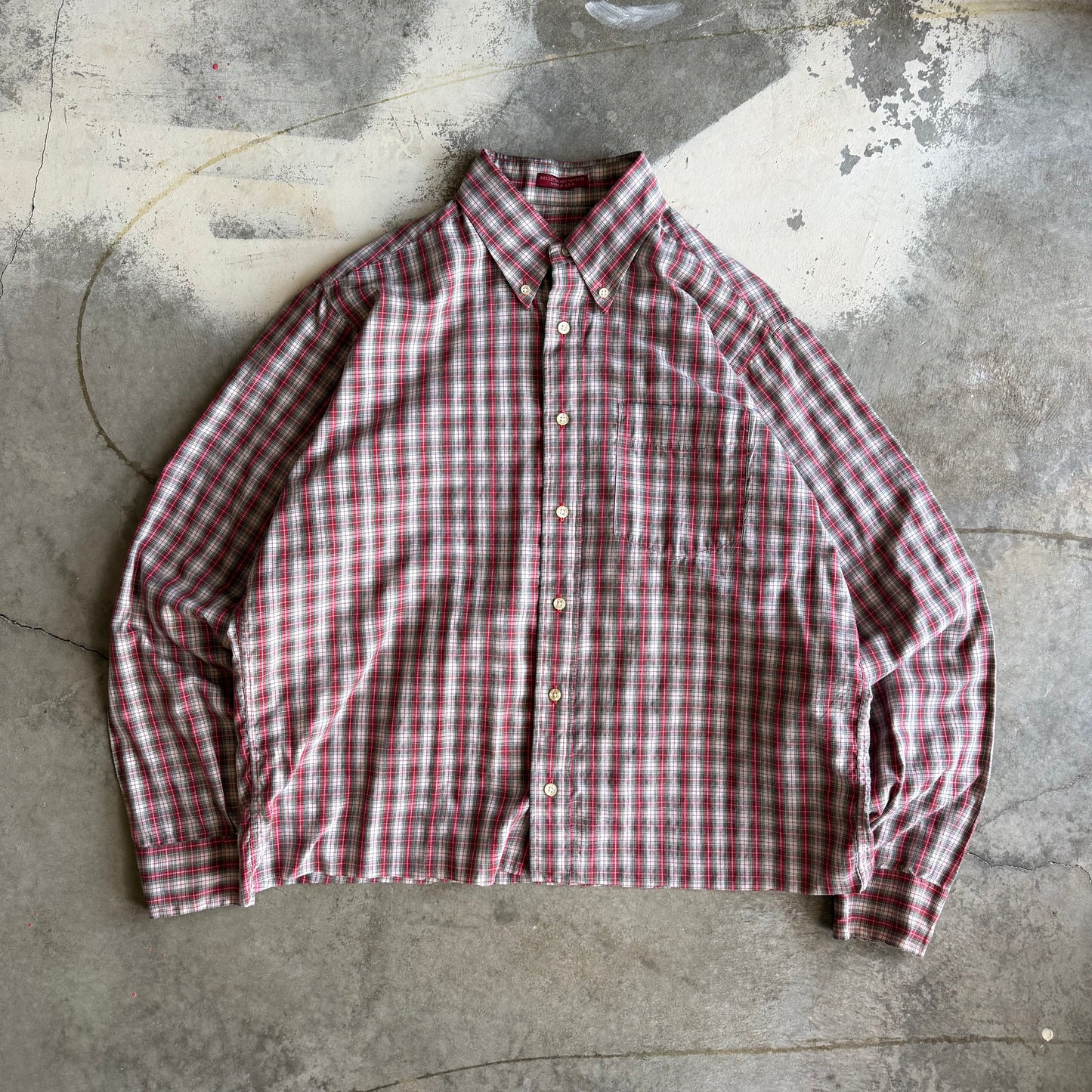 Vintage 90s Cropped Button Flannel - L
