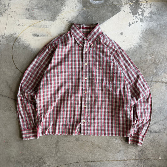 Vintage 90s Cropped Button Flannel - L