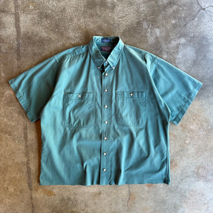 Vintage 00s Boxy Faded Cropped Button Up - XL