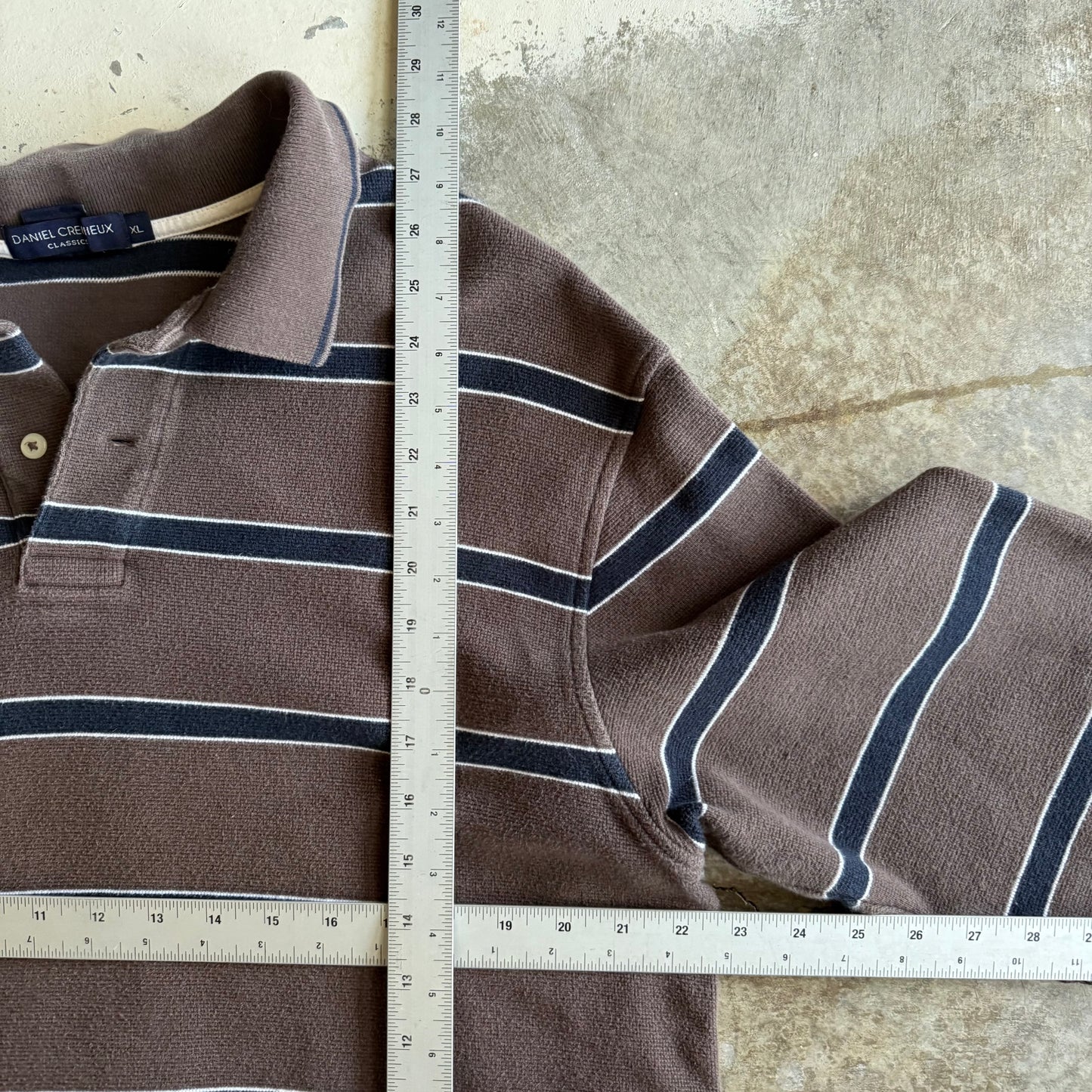 Vintage 00s Brown Striped Polo - XL