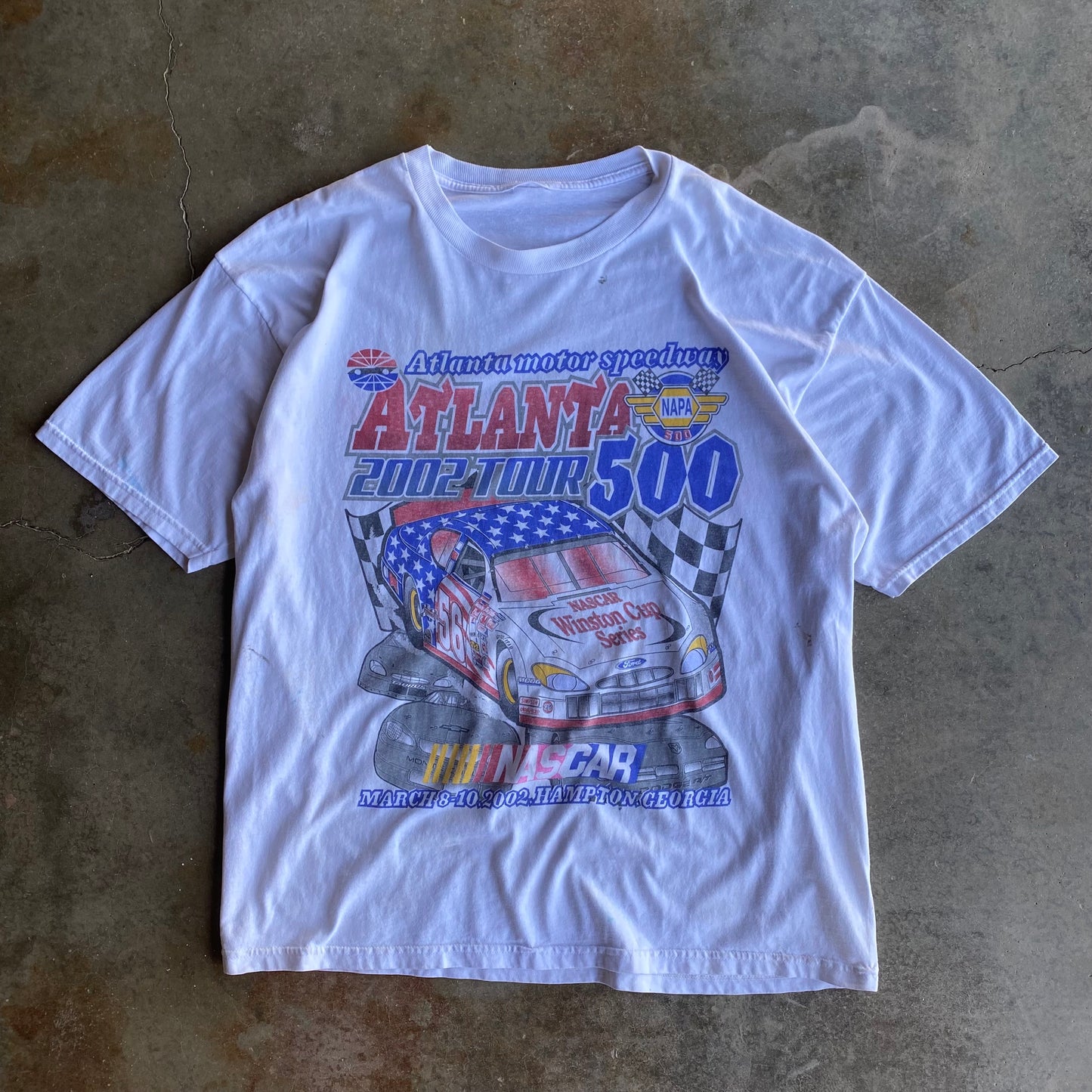 Vintage 00s Faded & Distressed Nascar Tee - XXL