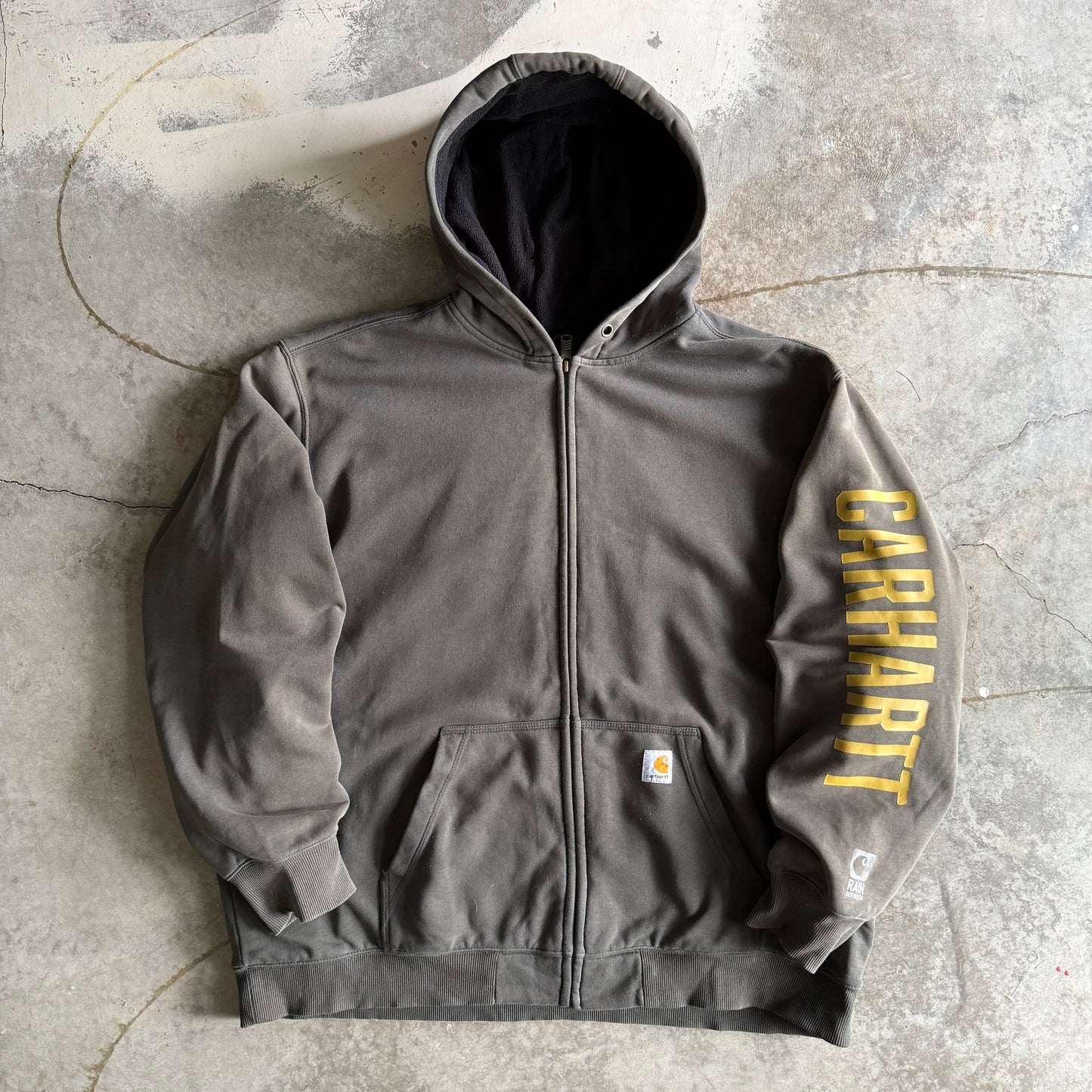 Faded Carhartt Zip Up Hoodie - XL