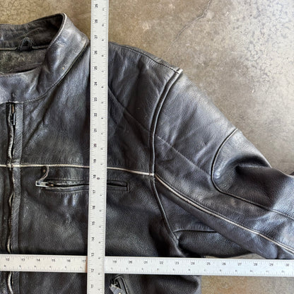 Vintage Y2K Biker Leather Jacket - XL