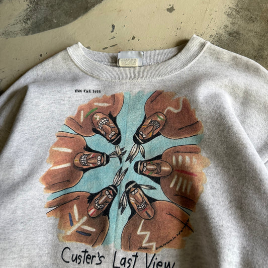 Vintage 90s Funny Custer Last View Crewneck - L