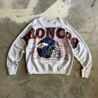 Vintage 90s Broncos Spellout Crewneck - XL