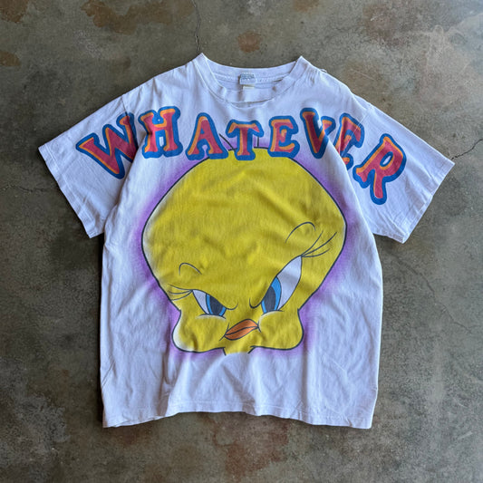 Vintage Big graphic Tweety Bird Whatever Tshirt - L