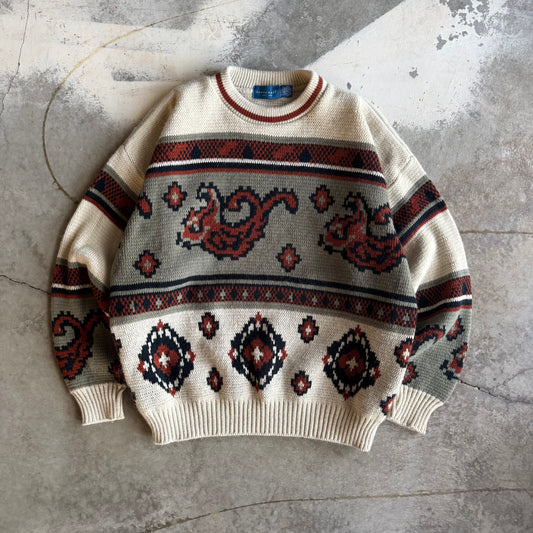 Vintage 90s Grandpa Knit Sweater - L