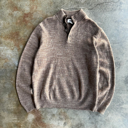 Vintage Brown sweater quarter button up - XXL