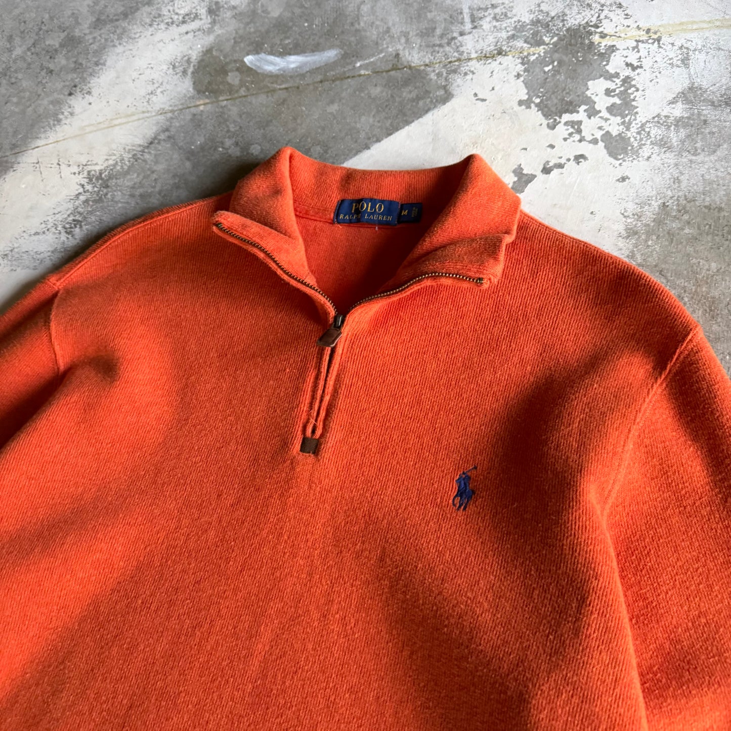 Vintage 00s Orange Polo Ralph Lauren Quarter Zip - M