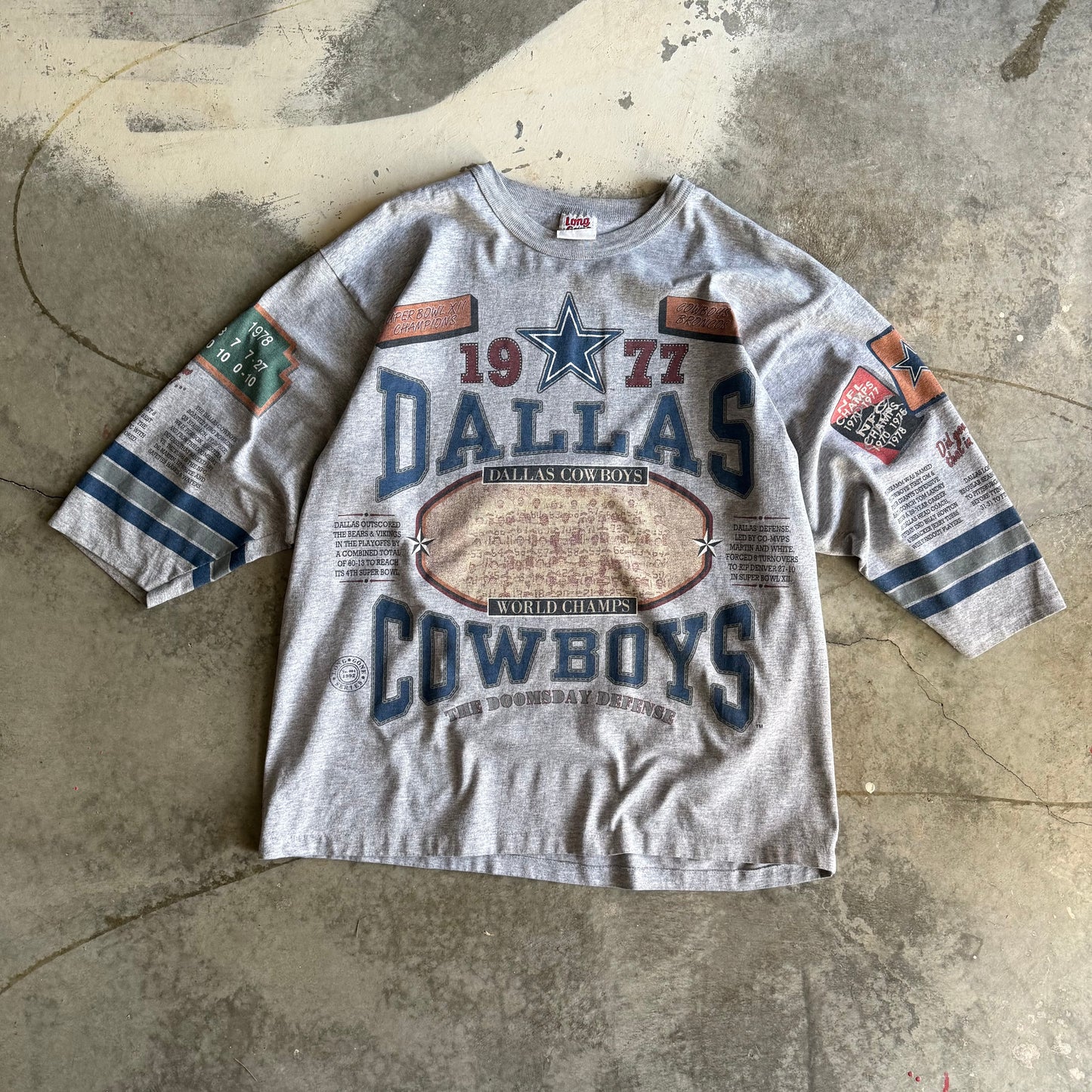 Vintage 90s Cowboys Quarter Sleeve Shirt - XL