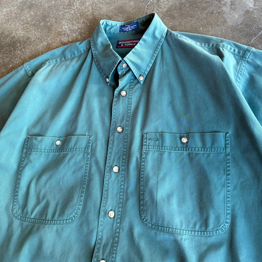 Vintage 00s Boxy Faded Cropped Button Up - XL