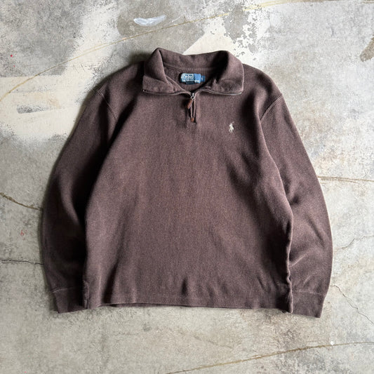 Vintage 90s Brown Polo Ralph Lauren Quarter Zip - L