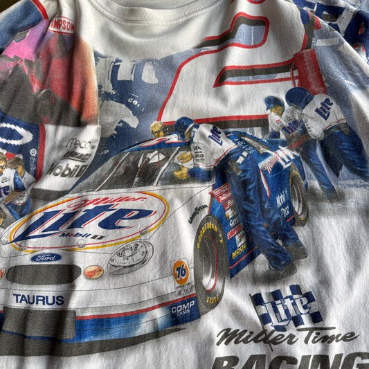 Vintage 90s Miller Lite NASCAR AOP - L