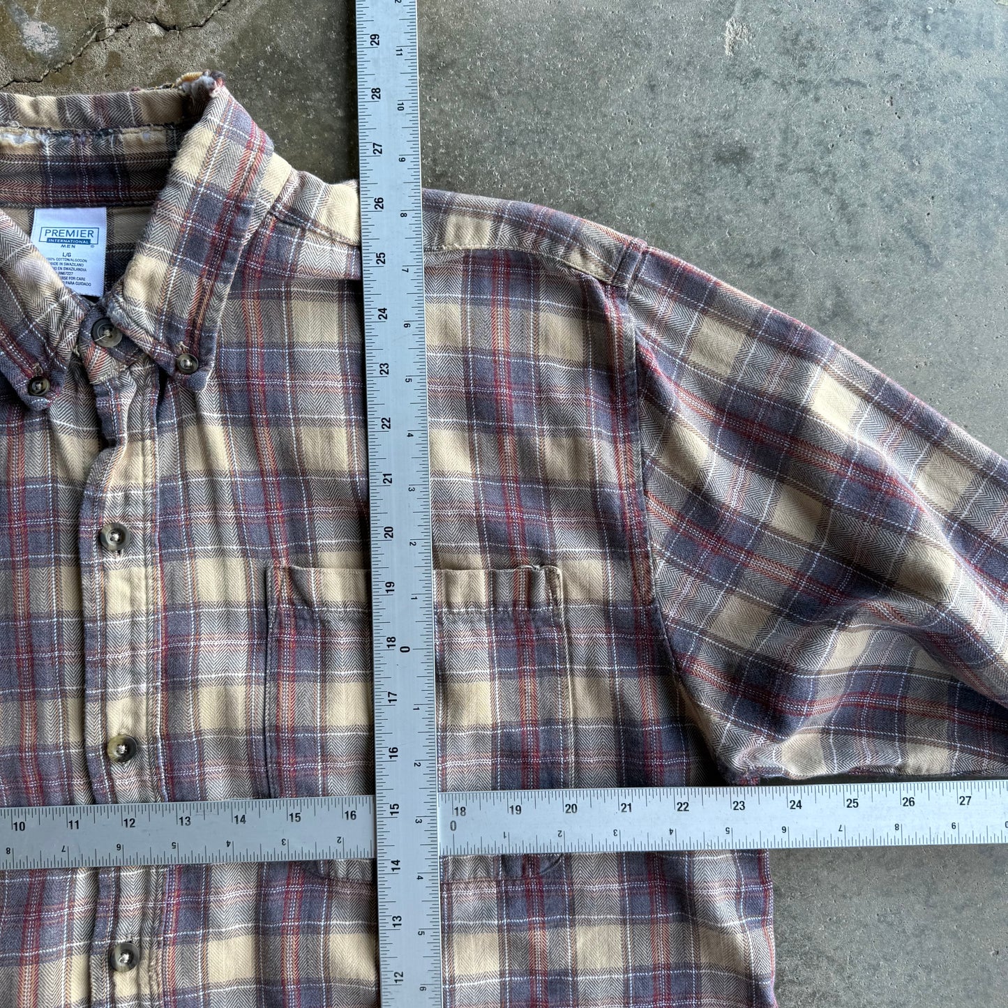 Vintage Distressed Cropped Flannel - L