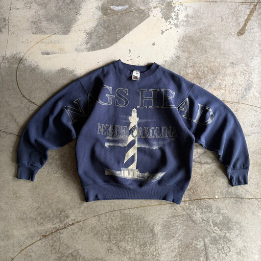 Vintage 90s Fall North Carolina Spellout Crewneck - L