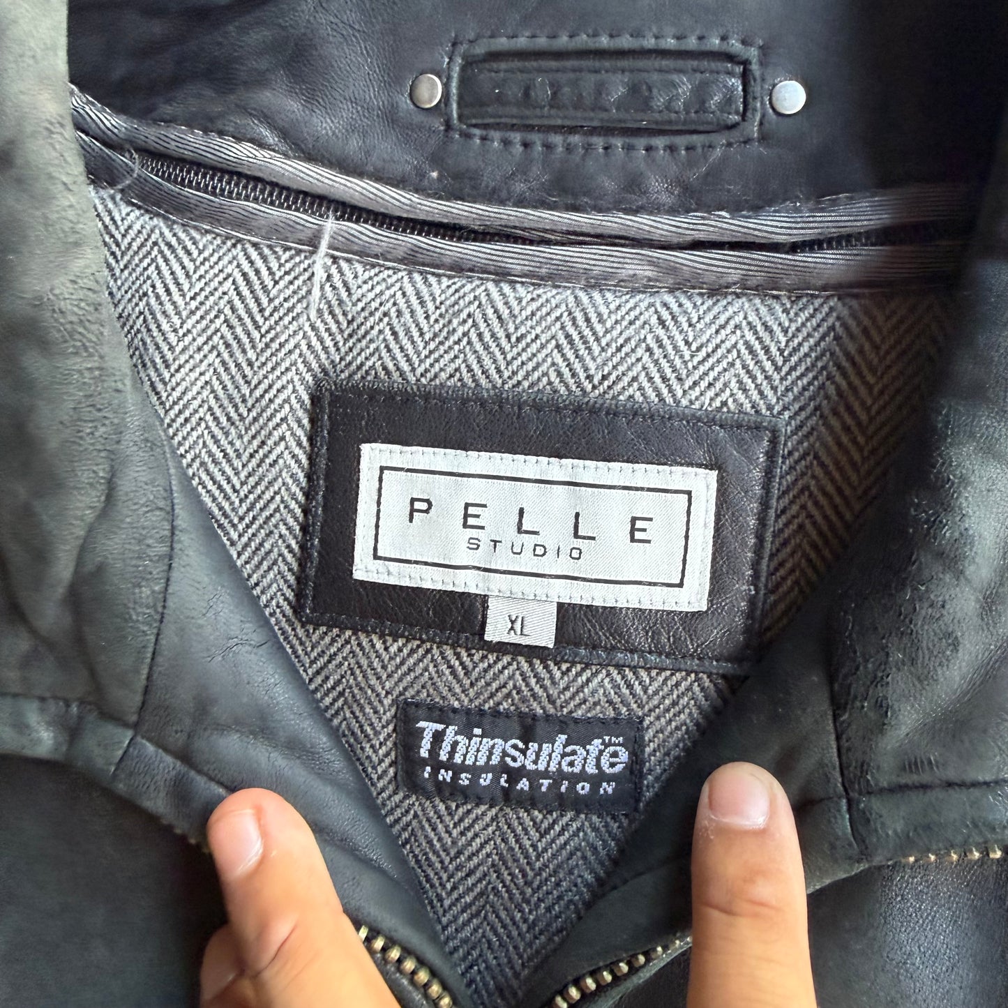 Vintage Black Leather Jacket - XL