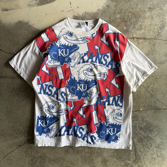 Vintage 00s Kansas University AOP Tshirt - XL