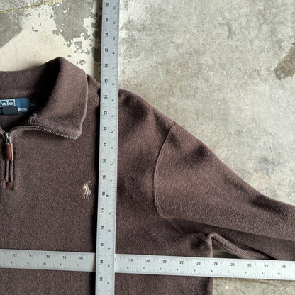 Vintage 90s Brown Polo Ralph Lauren Quarter Zip - XL