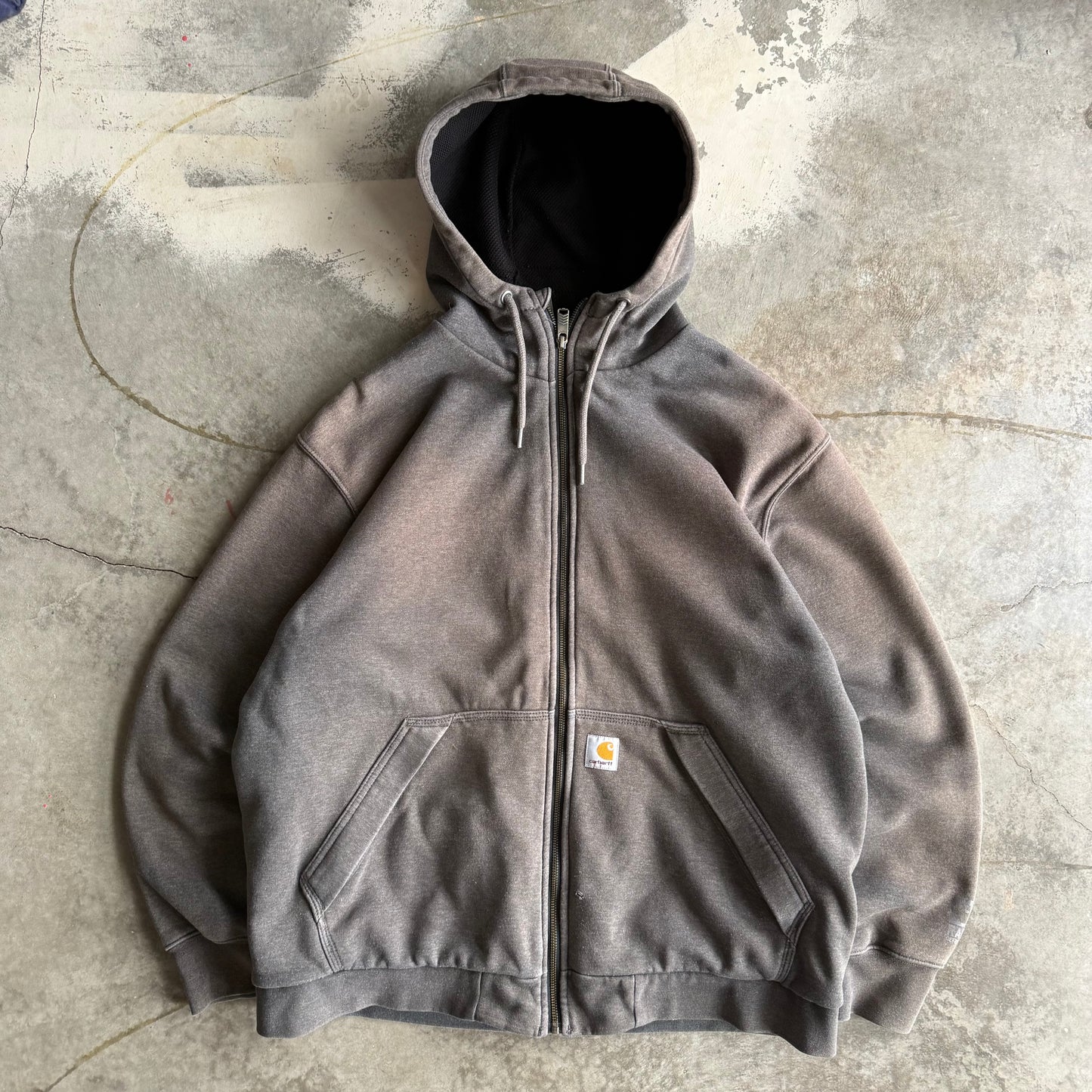 Vintage Faded Carhartt Zip Up Hodoe - L