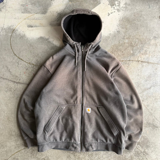 Vintage Faded Carhartt Zip Up Hodoe - L