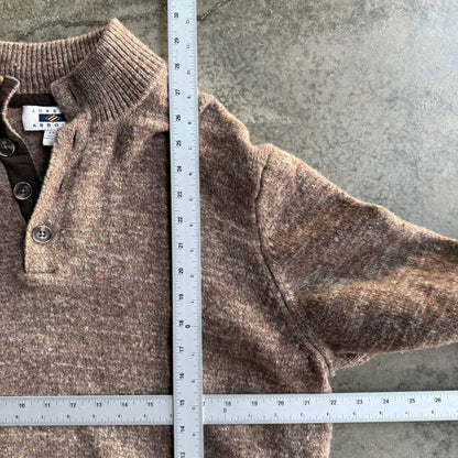 Vintage Brown sweater quarter button up - XXL