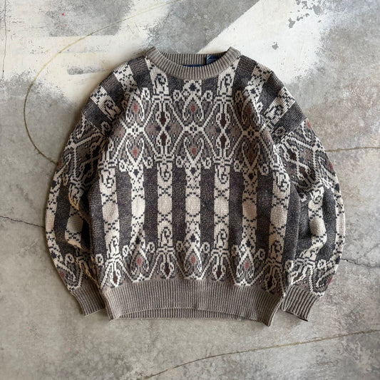 Vintage 90s Grandpa Knit Sweater - L