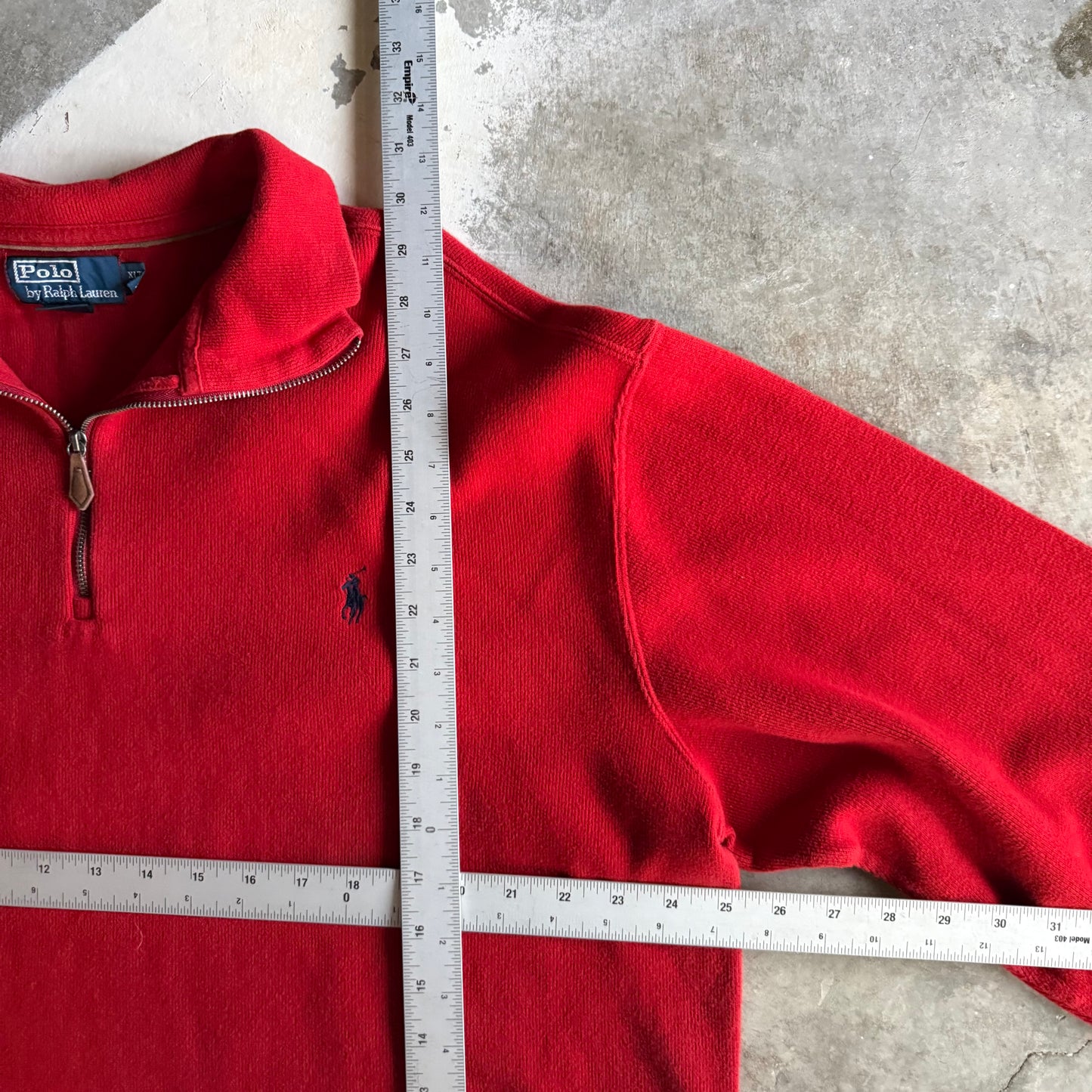 Vintage 90s Red Polo Ralph Lauren Quarter Zip - XL