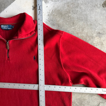 Vintage 90s Red Polo Ralph Lauren Quarter Zip - XL