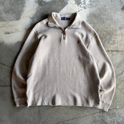 Vintage 00s Creme Polo Ralph Lauren Quarter Zip - L