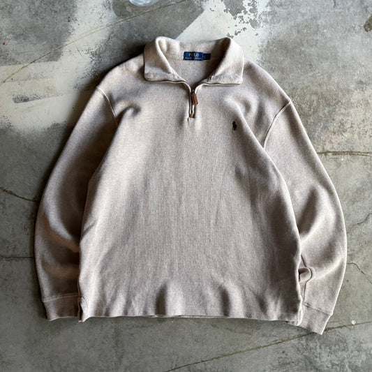 Vintage 00s Creme Polo Ralph Lauren Quarter Zip - L