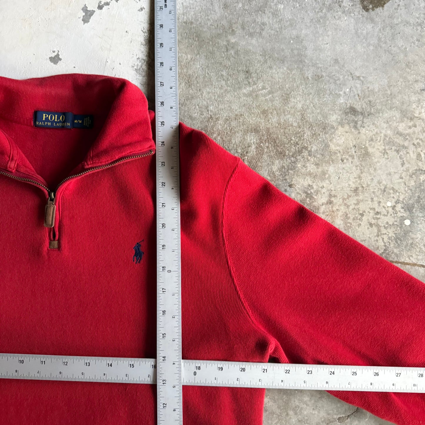 Vintage 00s Red Polo Ralph Lauren Quarter Zip - M
