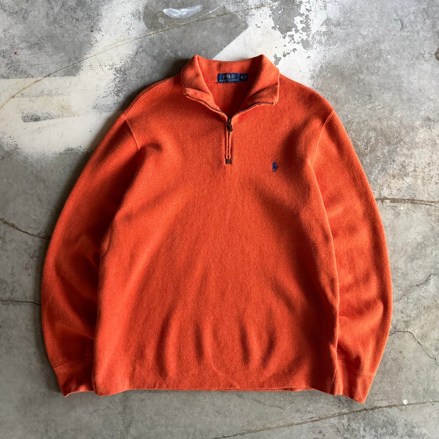 Vintage 00s Orange Polo Ralph Lauren Quarter Zip - M